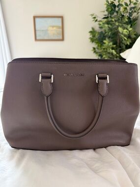Michael Kors Large Leather Saffiano Satchel with Top Handles